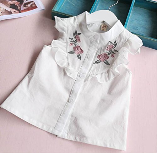2Pcs Kid Baby Girl Summer Floral Embroidery Shirt Tops+Belt Pants Sets Outfit Size 18-24Month/Tag100 (Green) - Thumbnail 2