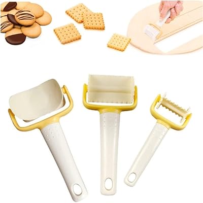 3Pcs Rolling Cookie Cutters Foundant Cutters Biscuit Cracker Roller Cutters Tool