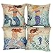 Monkeysell Mediterranean style The little mermaid pattern pillowcases Home decoration Cotton linen square decoration fashion the pillowcase - 18 