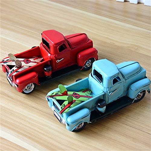 Livoty Vintage Looking Antique Handcrafted Truck Vehicle Car Model Christmas Ornament Kids Xmas Gifts Toy Table Top Decor (Blue)