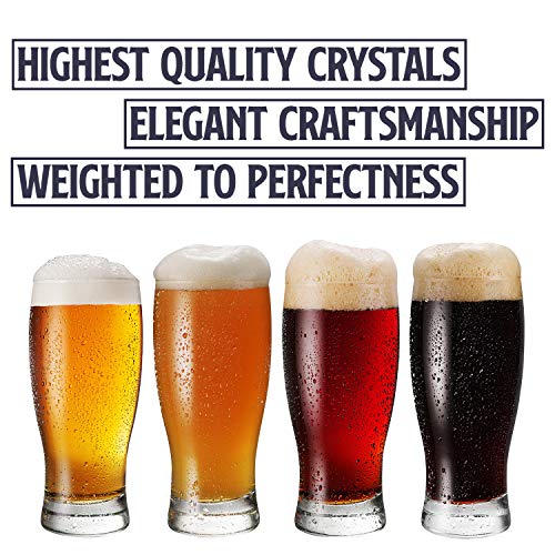Beer Glasses, Tall Clear Drinking Glass, Classic Lager Stout Pilsner Glass Set, All Purpose Tumblers, 19 ¼ oz, Set of 6