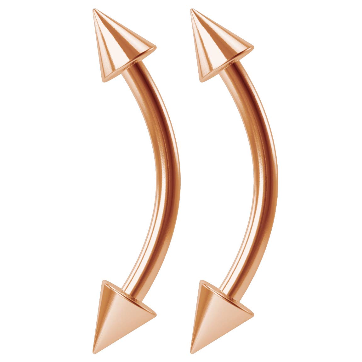 Evonix 2pc 1.2mm 16g Banana J-Curve Barbell Barbel Rook J Curve 316LVM Surgical Steel Jewellery Rose Gold Earrings Piercing Jewellery Gauge Rook Eyebrow Spike 10mm