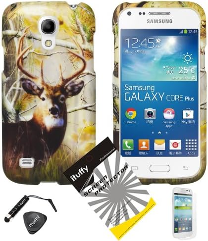 4 items Combo: ITUFFY (TM) LCD Screen Protector Film + Mini Stylus Pen + Case Opener + Design Rubberized Snap on Hard Shell Cover Faceplate Skin Phone Case for Samsung Galaxy S4 Mini i9190 / i9192 / i9195 / i9198 (Deer Tree Camouflage)