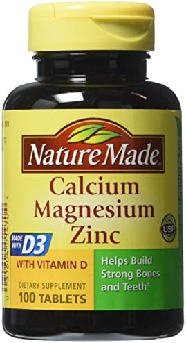 Nature Made Calcium, Magnesium, and Zinc with Vitamin D, With D-3 100 Tablets (pack of 6)