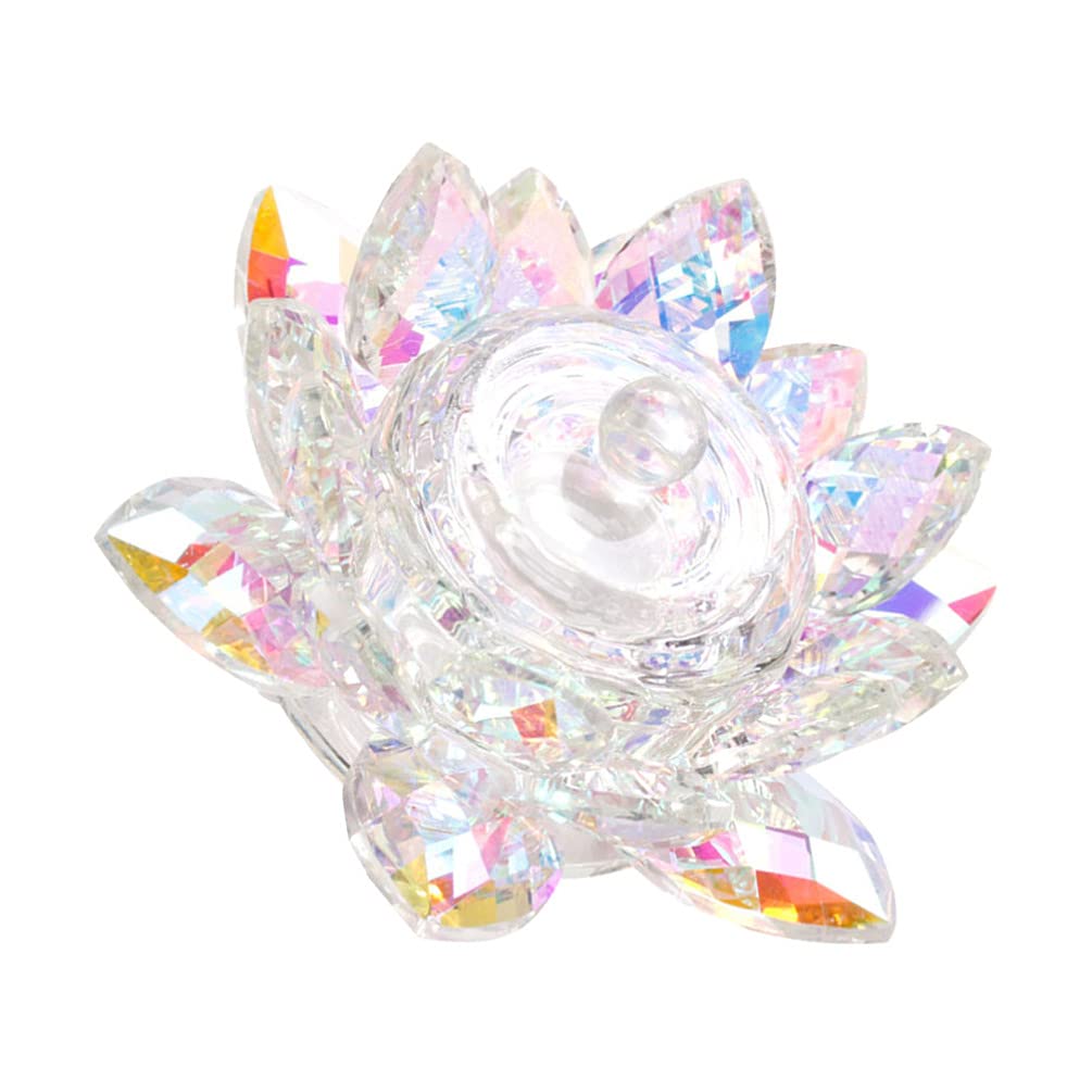 Minkissy Nail Art Accessories Crystal Dappen Dish with Lid Flower Shaped Nail Art Glass Cup Bowl Clear Nail Art Equipment Manicure Tools for Mixing Liquid Clear Glass Mugs