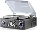 TechPlay TCP5 Turntable with pitch control, AM/FM Radio, SD USB ports,RCA Out Jacks, Headphone Jack, AUX input and Built-in stereo speakers with LED