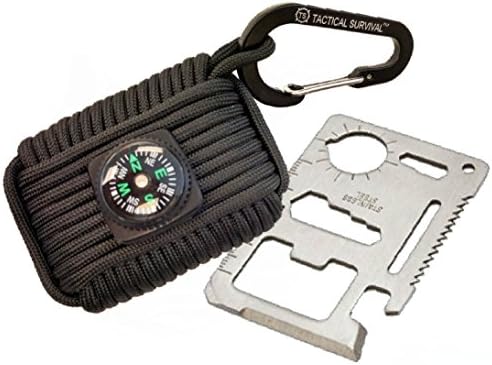 Emergency Survival Kit Bundle, Tactical Survival Multi-functional Survival Tool Card + Tactical Survival Emergency Paracord Grenade 20+ Tools