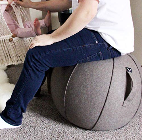 Vivora Luno Exercise Ball for Home, Office, Yoga, Stability and Fitness, Sitting Ball with Handle - Clay - Thumbnail 6