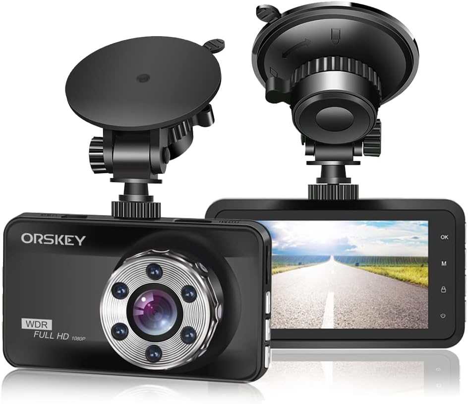 ORSKEY Dash Cam 1080P Full HD 170 Wide WDR 3.0