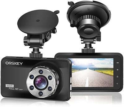 ORSKEY Dash Cam 1080P Full HD 170 Wide WDR 3.0