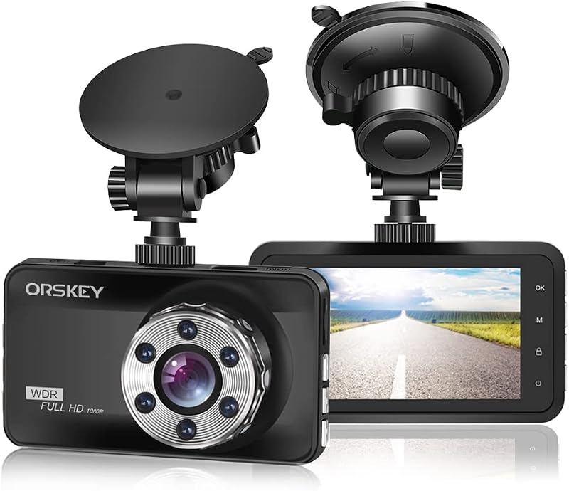 ORSKEY Dash Cam 1080P Full HD 170 Wide WDR 3.0