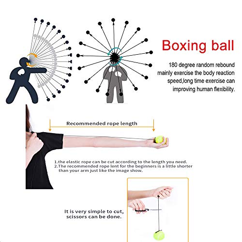 【2019 Latest】 Boxing Reflex Ball, 3 Difficulty Levels Fight Reflex Ball on String with Headband, Perfect for Improving Speed Reactions, Agility, Punching Speed and Hand Eye Coordination Training - Thumbnail 3