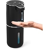 MTYGK Automatic Soap Dispenser Touchless,Liquid Hand Soap Dispenser 12.8oz USB 4levels Adjustable Dispenser Electric Wall Mounted Smart for Bathroom and Kitchen Dish Soap，Easy for Toddlers(Black)