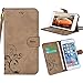 CORNMI Design for i5 Case, Premium Vintage Flip Wallet Leather Magnetic Closure Cover Skin for i5S with Card Slots, Cash Compartment and Wrist Strap(Light Brown)