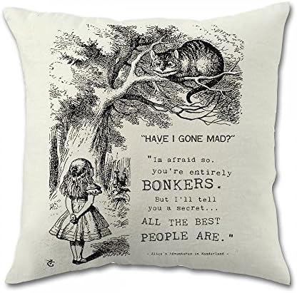 LOVEPreferred Cotton Linen Sofa Home Decor Design Throw Pillow Case Cushion Covers Square 20x20 Inch Alice in Wonderland Cotton