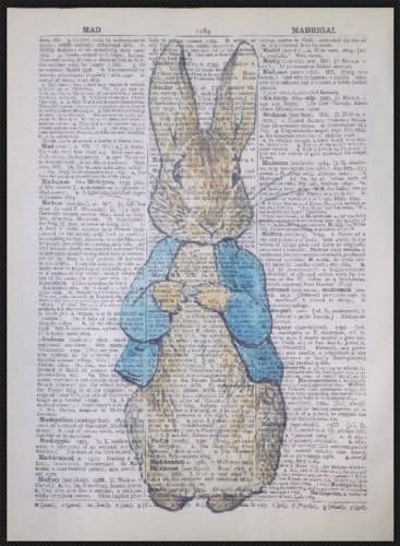 Parksmoonprints Peter Rabbit Vintage Dictionary Page Art Picture Print Nursery Beatrix Potter Nursery Baby QuirkyJemima Puddle-Duck