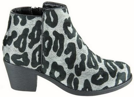 DOOBALLO Women's Leah Faux Fur Leopard Print Ankle Boots Bootie Black (11)