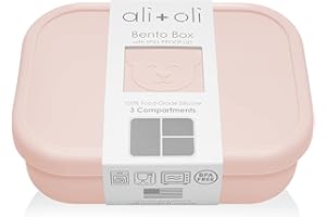 Ali+Oli Silicone Bento Box (Blush) Lunch Box for Kids, Toddlers, Preschoolers & Adults | BPA-Free and Spill-Proof | Ideal for School, and On-the-Go Meals| Perfect for Lunch, Snacks, and Meals