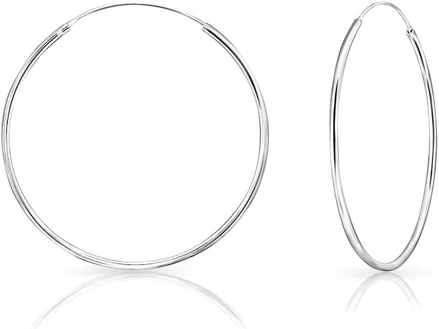 DTPsilver925 Sterling Silver Hoops Earrings for Women - Mens Earrings Hoops - Thin Hoop Earrings - Large Silver Hoop Earrings - Helix Piercing - Sterling Silver Sleeper Earrings - Nose Piercing Earrings