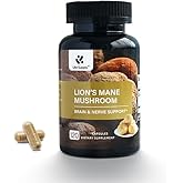 Lite Supply Lion's Mane Mushroom Supplement Capsules 54000mg, 120 Capsules | 120 Days Supply – Made with Lion's Mane Powder Extract – Cognitive Brain Nootropic & Immune Health Support
