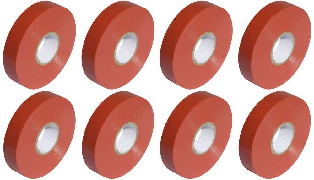 Red PVC Electrical Insulation Tape Roll - 33m x 19mm x8