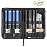 FEMOR Sketching/Drawing Pencils Set, 40 Pieces Sketching Art Kit with Sketch/Graphite Pencils, Erasers, Kit Bag, Ideal Gift for Kids and Painting Amateurs