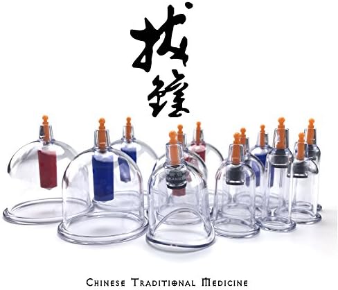 Chinese Cupping Therapy Set, Biomagnetic Chinese Body Therapy, Plastic Vacuum Cupping Massage Professional Kit With Pumping Handle(12 pcs set)