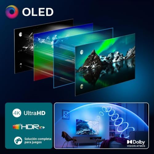 Ambilight 48OLED820 4K OLED Smart TV - Pantalla de 48 Pulgadas con P5 AI Picture, Google TV, Dolby Vision y Sonido Dolby Atmos - Funciona con Alexa y Asistente de Google