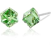 Cube Austrian Crystal Drop Stud Earrings for Women Fashion S925 Sterling Silver Hypoallergenic Jewelry