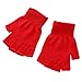 Unisex Plain Basic Fingerless Winter Gloves Red