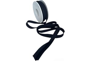Hobby Trendy 100% Cotton Bias Binding Tape (Double Fold) 10mm (3/8") (5meters- 5.46yards) for Sewing, Seaming, Binding, Hemming, Piping, Quilting (08 Black)