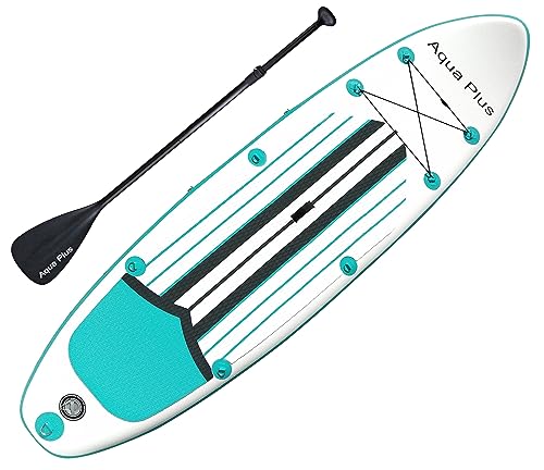 Aqua Plus 6inches Thick Inflatable SUP for All Skill Levels Stand Up Paddle Board,Paddle,Double Action Pump,ISUP Travel Backpack, Leash,Shoulder Strap,Youth,Adult Inflatable Paddle Board