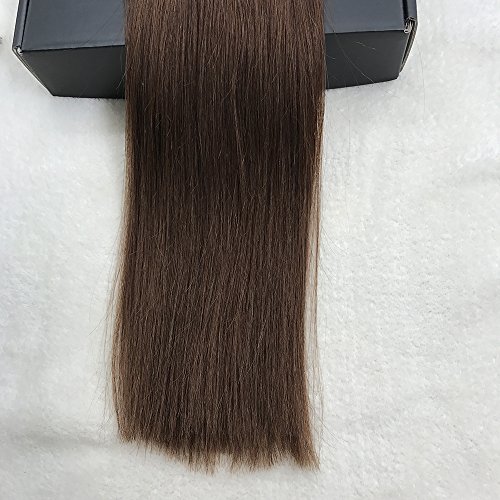 Full Shine 8 Pieces 22" 7A Grade 120g Seamless Remy Full Head Clip in Extensions Human Hair Clip on Extensions Dark Brown Color #4 Skin Weft Hair Extensions With Clips Sewn on