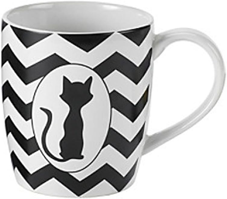 Chevron Black Cat Silhouette Mug