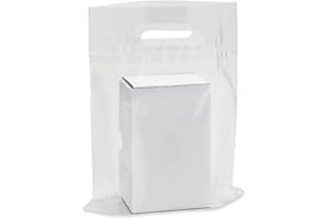 NEW - Extra Thick 1.5mil - 50 Glossy Merchandise Bags, Retail Shopping Bags, 9" X 12" with Die Cut Reinforced 3" Fold Over Ha