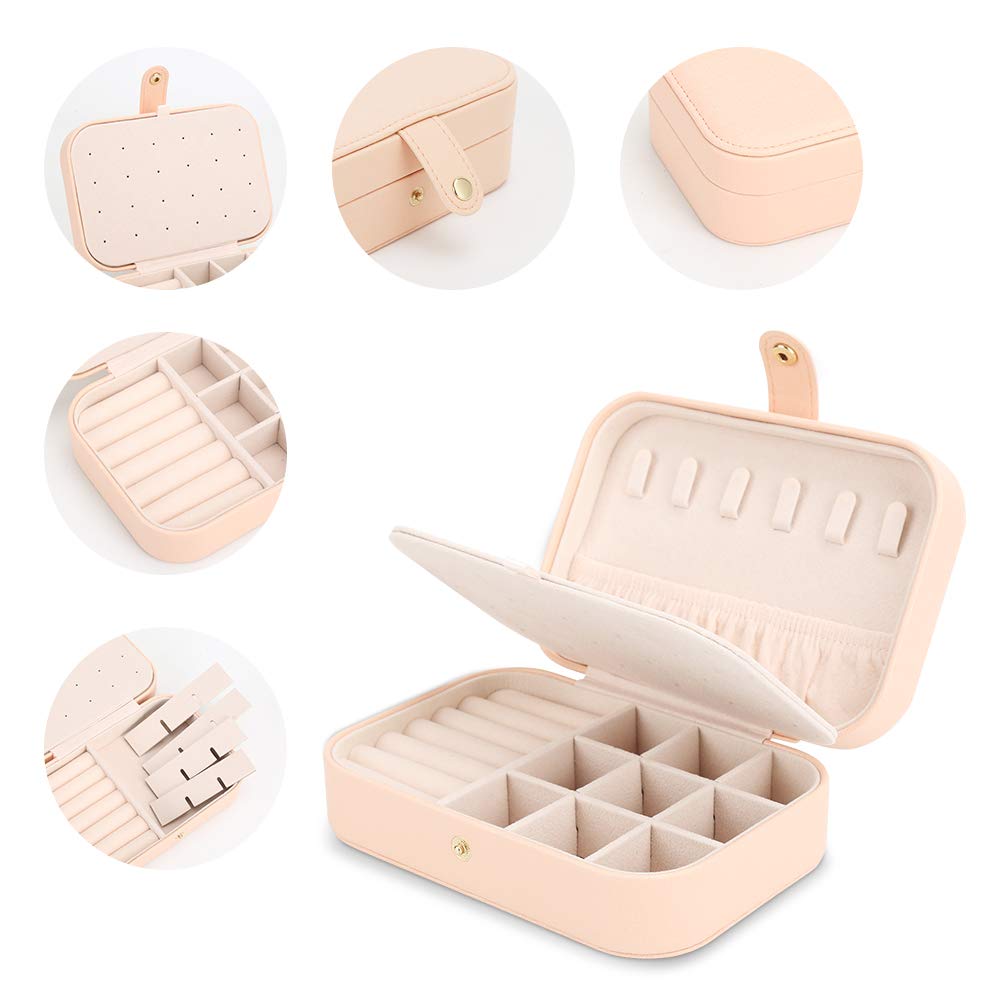 Travel Jewelry Case Jewelry Organizer Box with Two Layer Portable Small Jewelry Storage Case Accessories Holder/Pink