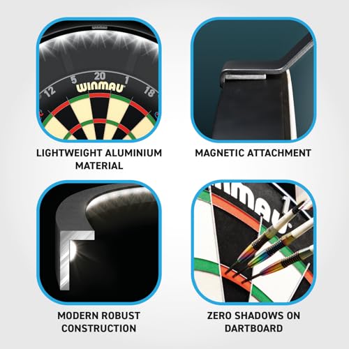 WINMAU Polaris Dartboard Light - Sleek Black Design - 120 Degree Dart Board Light with Magnetic Attachment - Compatible with All Dartboards - Professional Darts Accessories