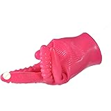 Dildo Masturbation Manual Vibration Magic Gloves 5 Shapes Sex Toys for Women Men Couples Lover,Red