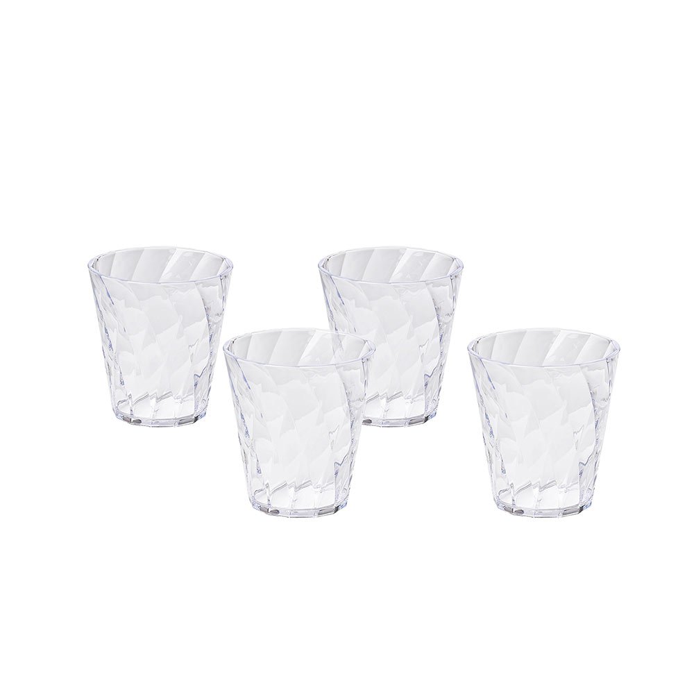 omada Design 4 Transparent Drink Glasses 11,83 fl oz Coloured, Diamond Line (Transparents)