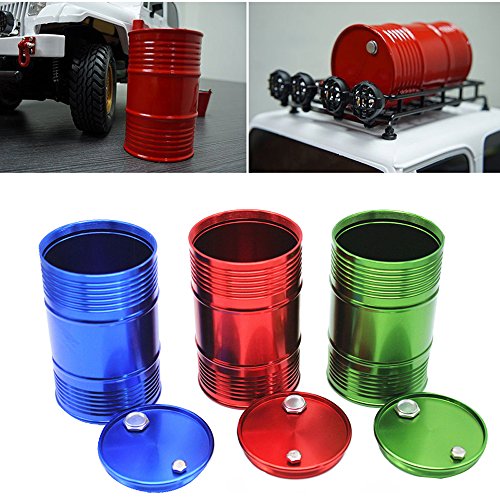LAFEINA Metal Oil Drum Fuel Tank Container for 1/10 RC4WD D90 SCX10 Rock Crawler RC Car Decor Accessories (Blue) - Thumbnail 2