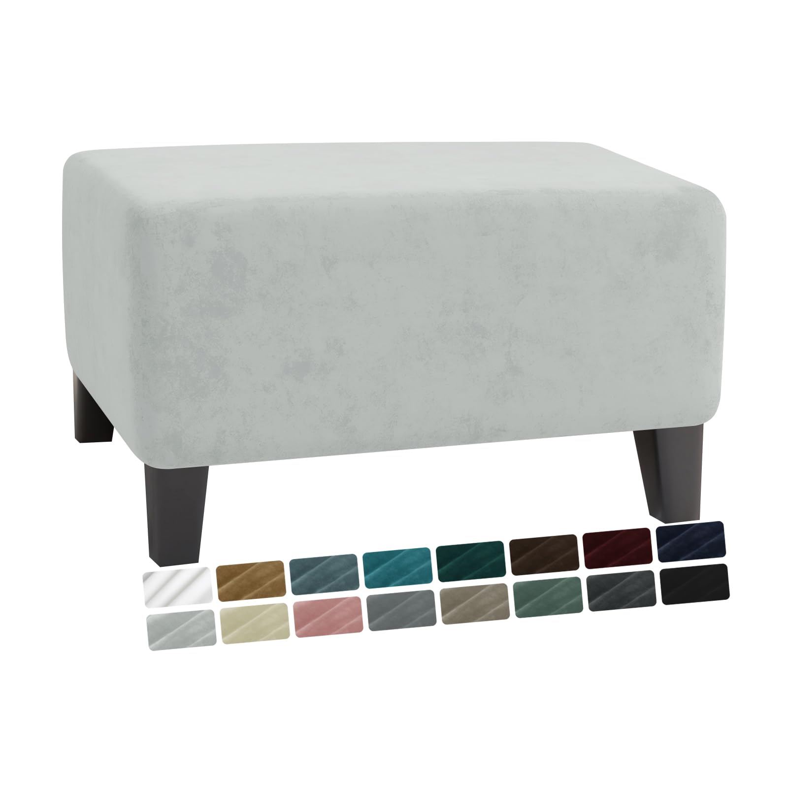 Photo 1 of MAXIJIN Velvet Ottoman Cover Rectangular Stretch Square Ottoman Covers Slipcover Rectangle Washable Foot Stool Cover Thick Storage Protector with Elastic Bottom (Ottoman Large, Silver Grey)