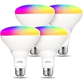 LVWIT Smart Light Bulbs Alexa, BR30 60W Equivalent, E26 Smart LED, Work with Google Assistant, Smart Life App, Tuya App, RGB 