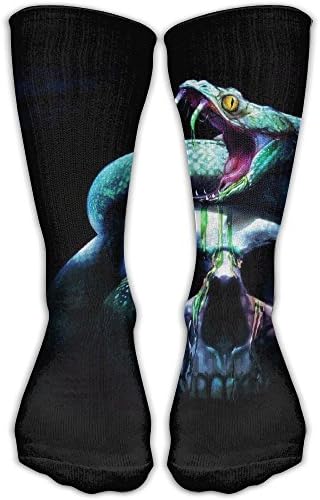 FLJM Snakes And Skeleton Men's Adult Casual Crew Cushion Knee Long Socks Stocking Hose