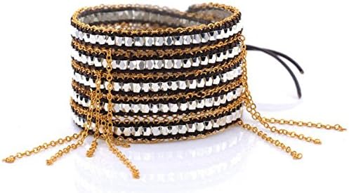 Free Prime Shipping, Wrap Bracelet with Gold Chain Lace.