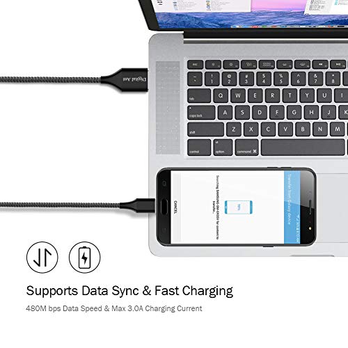 Digital Ant Gen-X Micro USB + USB-C/Type-C + i-Product 3 Tips in 1 Nylon Braided Magnetic Charging Cable, Support 3.0A Fast Charging & Data Transfer (5-Feet Grey 2-Pack, 5 Feet)