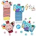 Daisy Baby Rattle Toy, Animal Wrists Rattle & Foot Finder Socks Toy Gift Set, Baby Foot Rattle Organic Cotton Socks for Infant and Toddler - Elephant and Pig (4 Pieces)