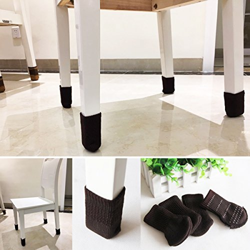 24 Pack Chair Leg Floor Protectors W/ Felt Pads Glide Feet Caps Square