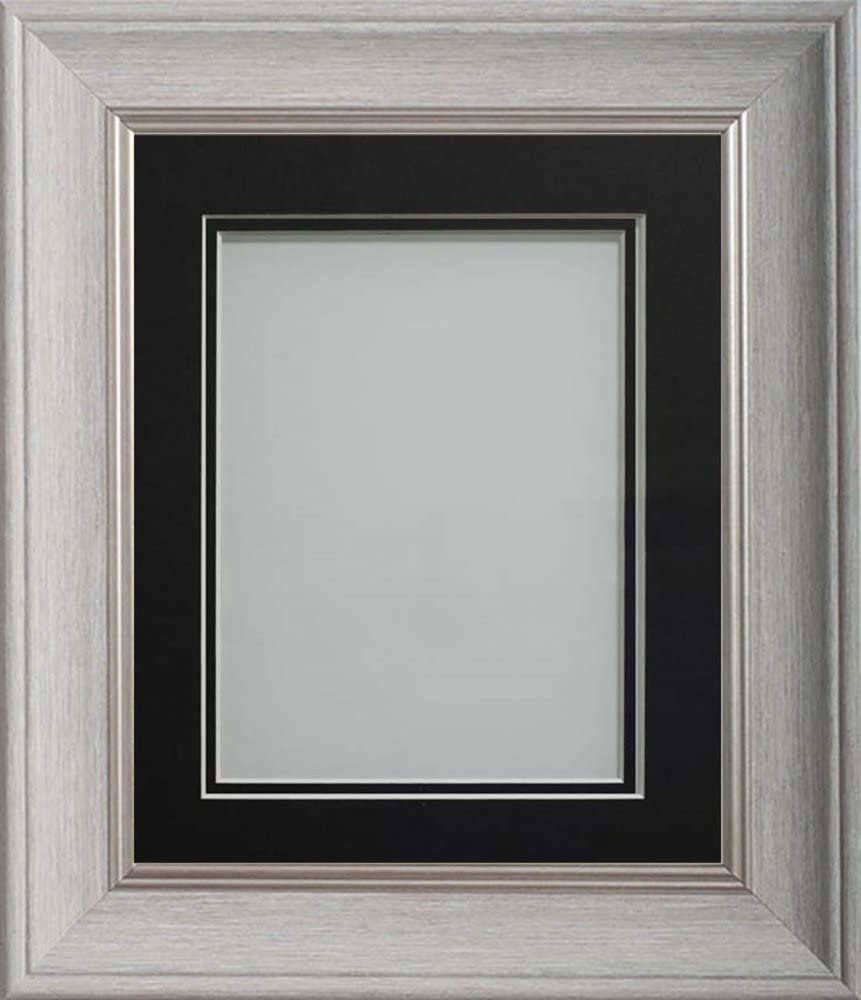 Frame Company Drummond Pale Grey Photo Frame, Double Black Mount, 6x4 for 4x3 inch, fitted with perspex