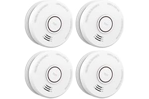 LSHOME 4Pack Smoke Detector Fire Alarms 9V Battery Operated Photoelectric Sensor Smoke Alarms Easy to Install with Light Sound Warning, Test Button,9V Battery Included Fire Safety for Home Hotel