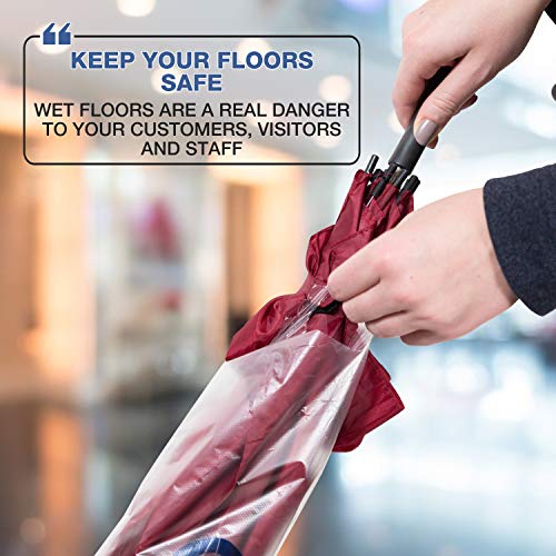 Brella Fella Wet Umbrella Bag Wrapper Stand Station Solution with Sign